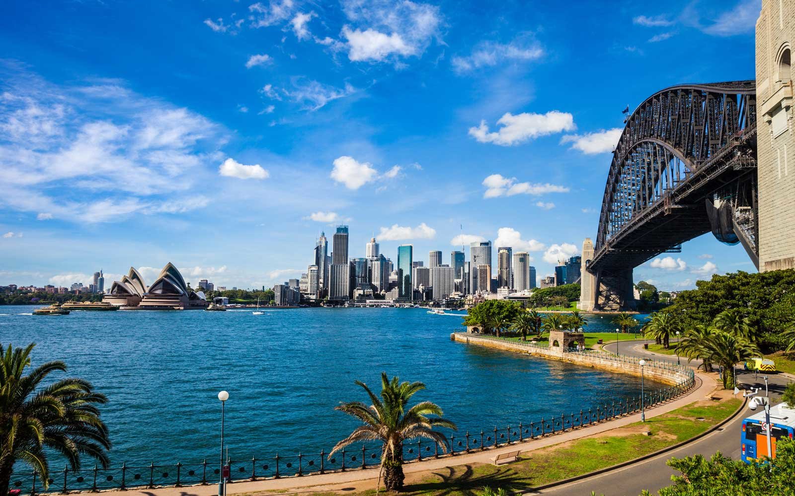 Cityscape of Sydney Downtown and Harbor Bridge
